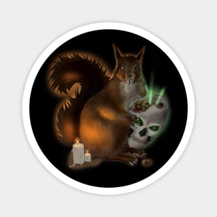 Spooky Squirrel Halloween Lycanthropy Skull Digital Art Magnet